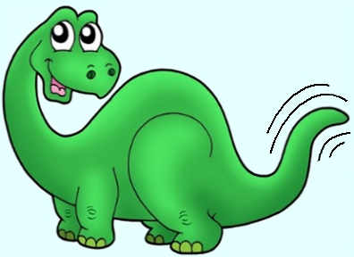 Cute Green Dinosaur smiling & wagging its tail